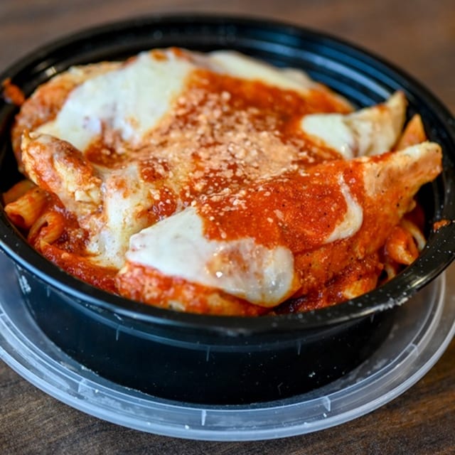 Ziti with Chicken Cutlet Parm.